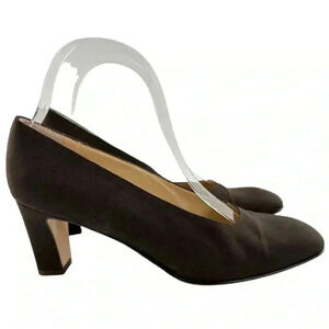Saks fifth avenue folio collection heels 9 brown satin vintage 80s 90s formal